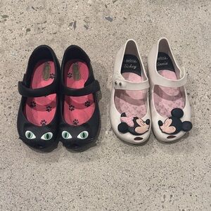 Melissa Kids Dress Shoes - Black Cat and White Mickey